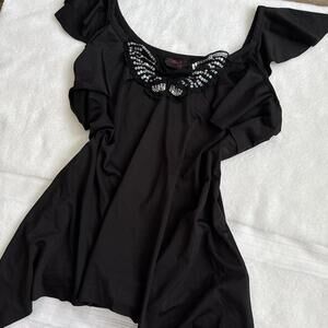 y2k grunge fairycore butterfly rhinestone asymmetrical handkerchief hem